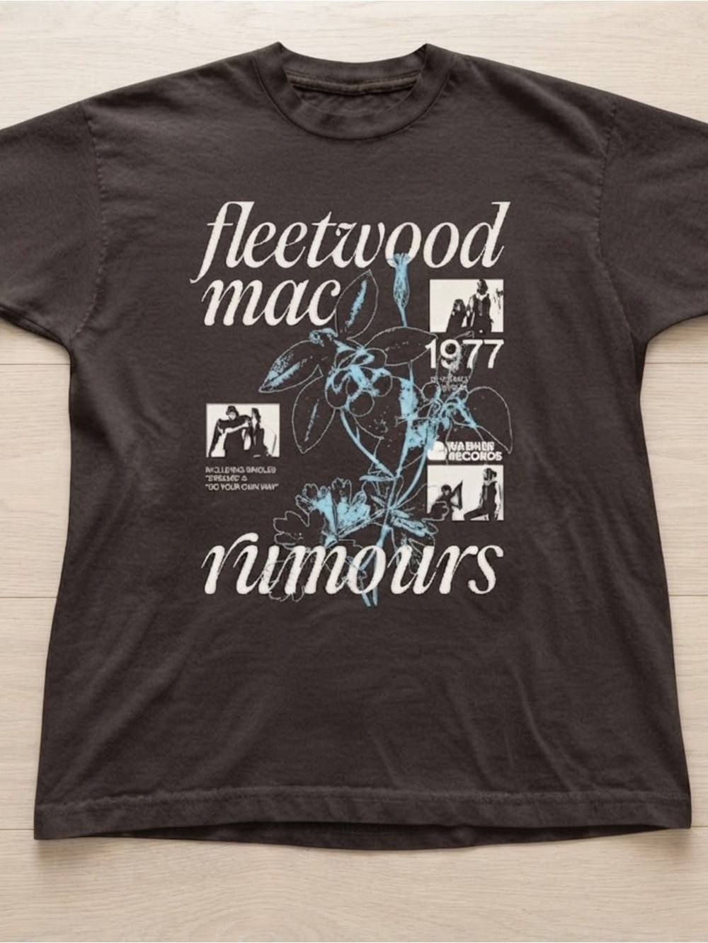Dark Brown Rumours Band Graphic T-Shirt Gildan Rock Music Tee Top
